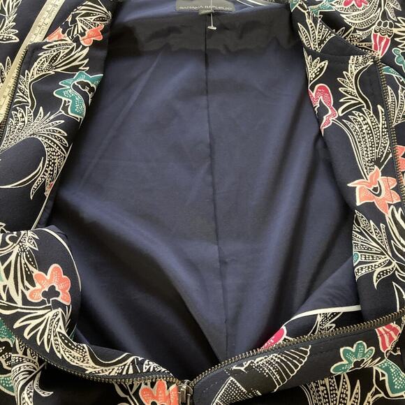Banana Republic Women’s Floral Jacket Sz XL NWOT Navy Lined Bird Colorful - Picture 9 of 10